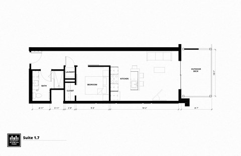 Floor plan for 1 bed, 1 bath, 706 sqft